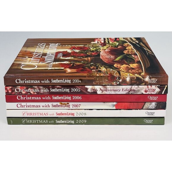 Lot 6 Hardcover Cookbooks Christmas With Southern Living Recipes 2004-2009 EUC - Picture 1 of 5